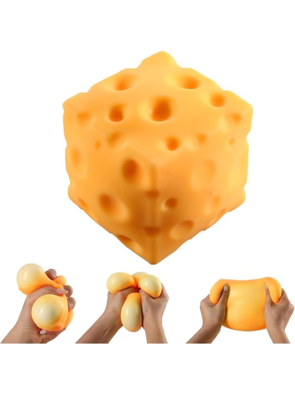 Giant Cheese Squishy Cube - Soft Slow Rise Fidget Toy, Stress Relief Gift, Desk